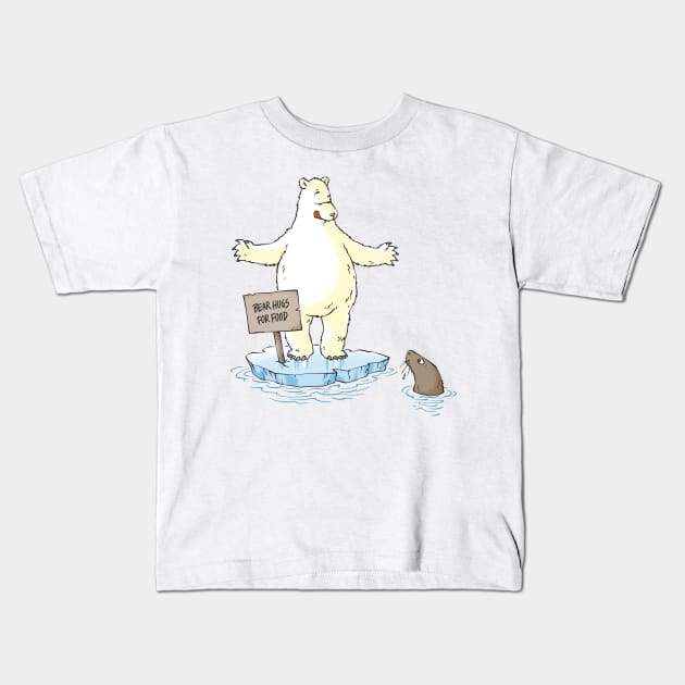 Bear Hugs For Food Kids T-Shirt by Freehanddk